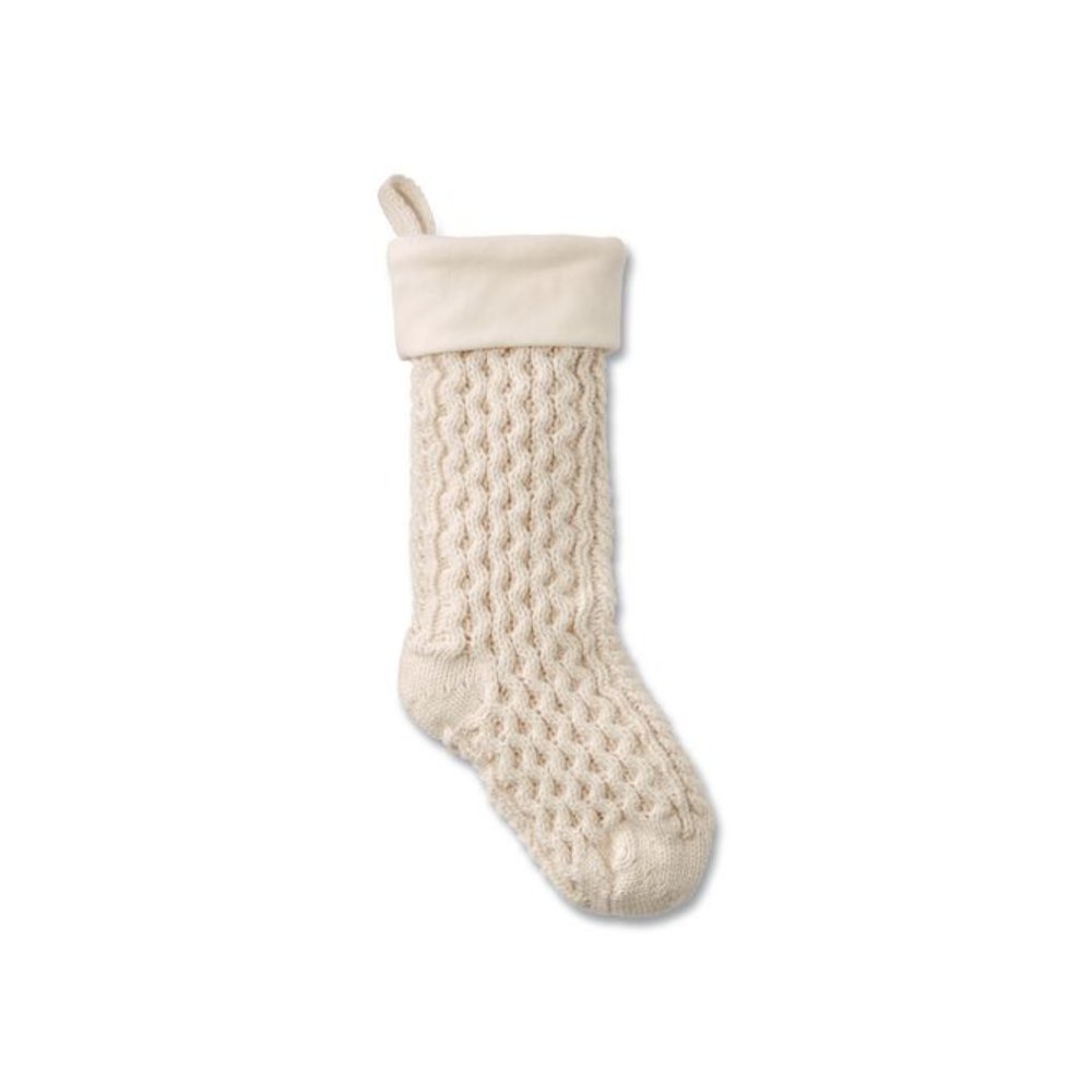Fisherman's Knit Christmas Stocking, 7.5 x 24, Cream. Picture 1