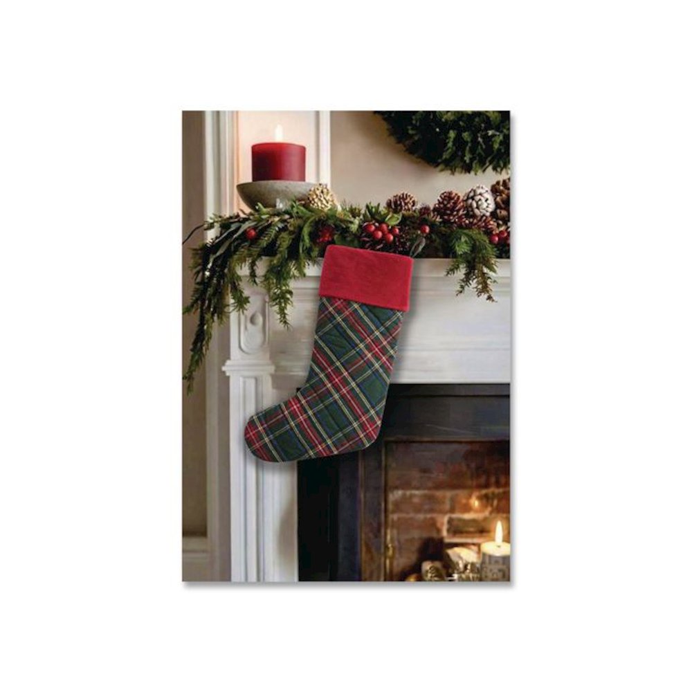 Tartan Velvet Stocking, 8.5 x 22, Green Plaid. Picture 4