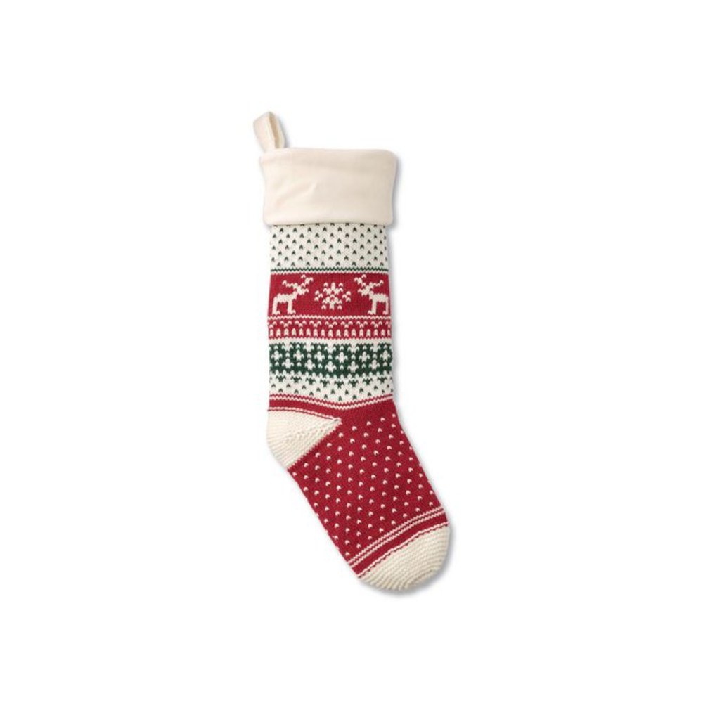 Fair Isle Christmas Stocking, 7.5 x 24, Red Fair Isle Print. Picture 1