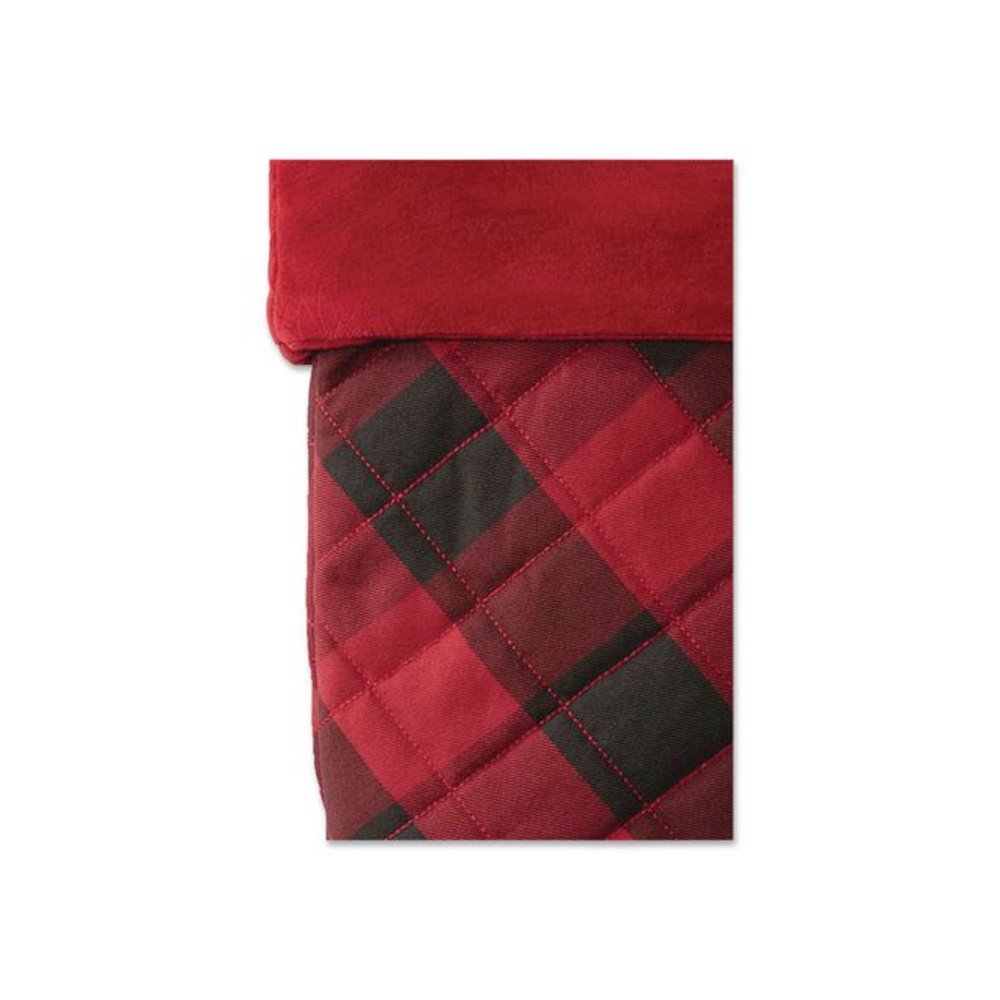 Tartan Velvet Stocking, 8.5 x 22, Red/Black Buffalo Check. Picture 2