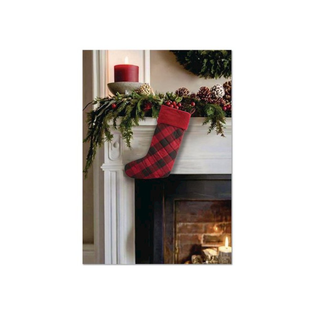 Tartan Velvet Stocking, 8.5 x 22, Red/Black Buffalo Check. Picture 4