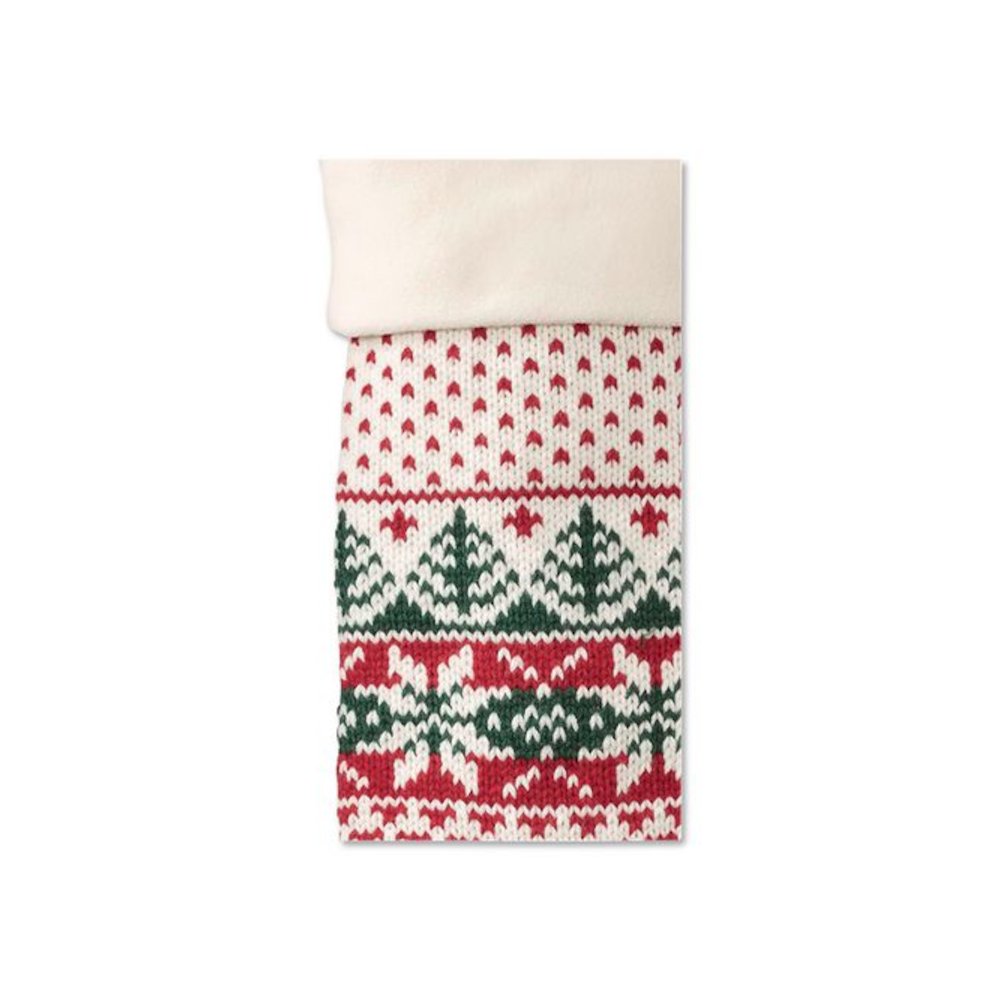 Fair Isle Christmas Stocking, 7.5 x 24, Cream Fair Isle Print. Picture 2