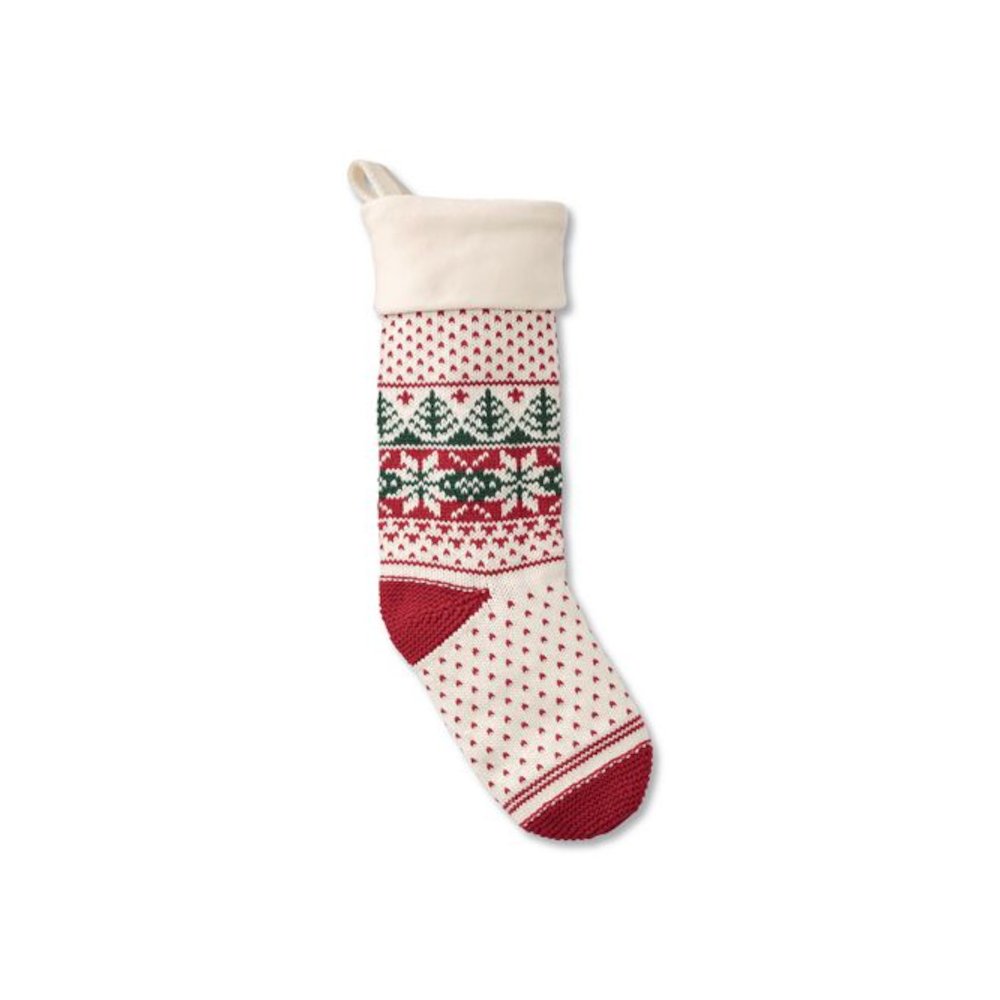 Fair Isle Christmas Stocking, 7.5 x 24, Cream Fair Isle Print. Picture 1