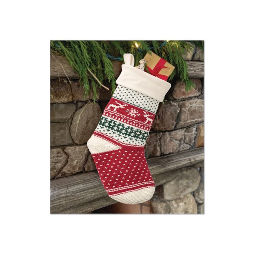 Fair Isle Christmas Stocking, 7.5 x 24, Red Fair Isle Print. Picture 3