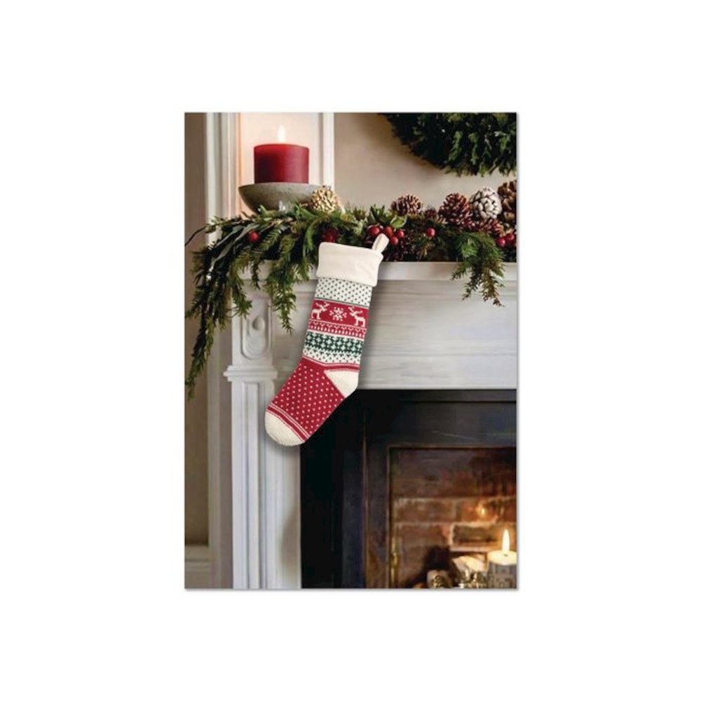 Fair Isle Christmas Stocking, 7.5 x 24, Red Fair Isle Print. Picture 4