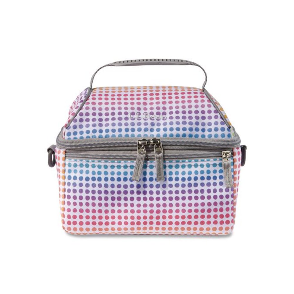 Flip-Top Insulated Lunch Box, 9 x 5 x 7, Rainbow Dots. Picture 2
