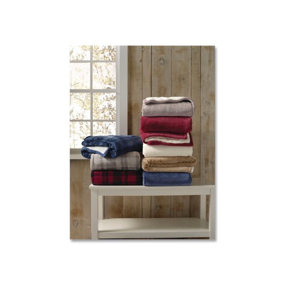 Wicked Plush Sherpa Throw, 50 x 60, Harbor Gray Plaid. Picture 4