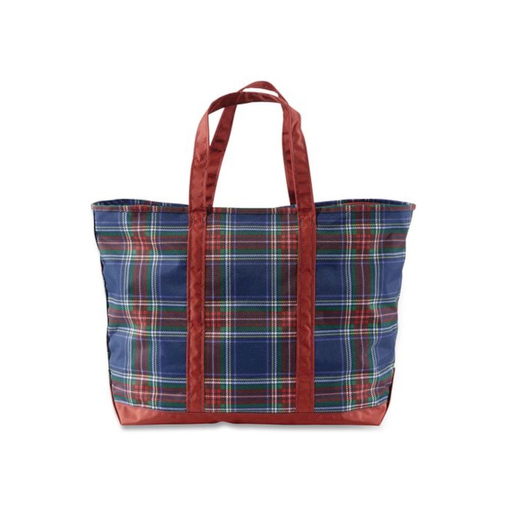 Large Polyester Everyday Lightweight Tote, 17" x 7.5" x 15", Navy Stewart/Red. Picture 2