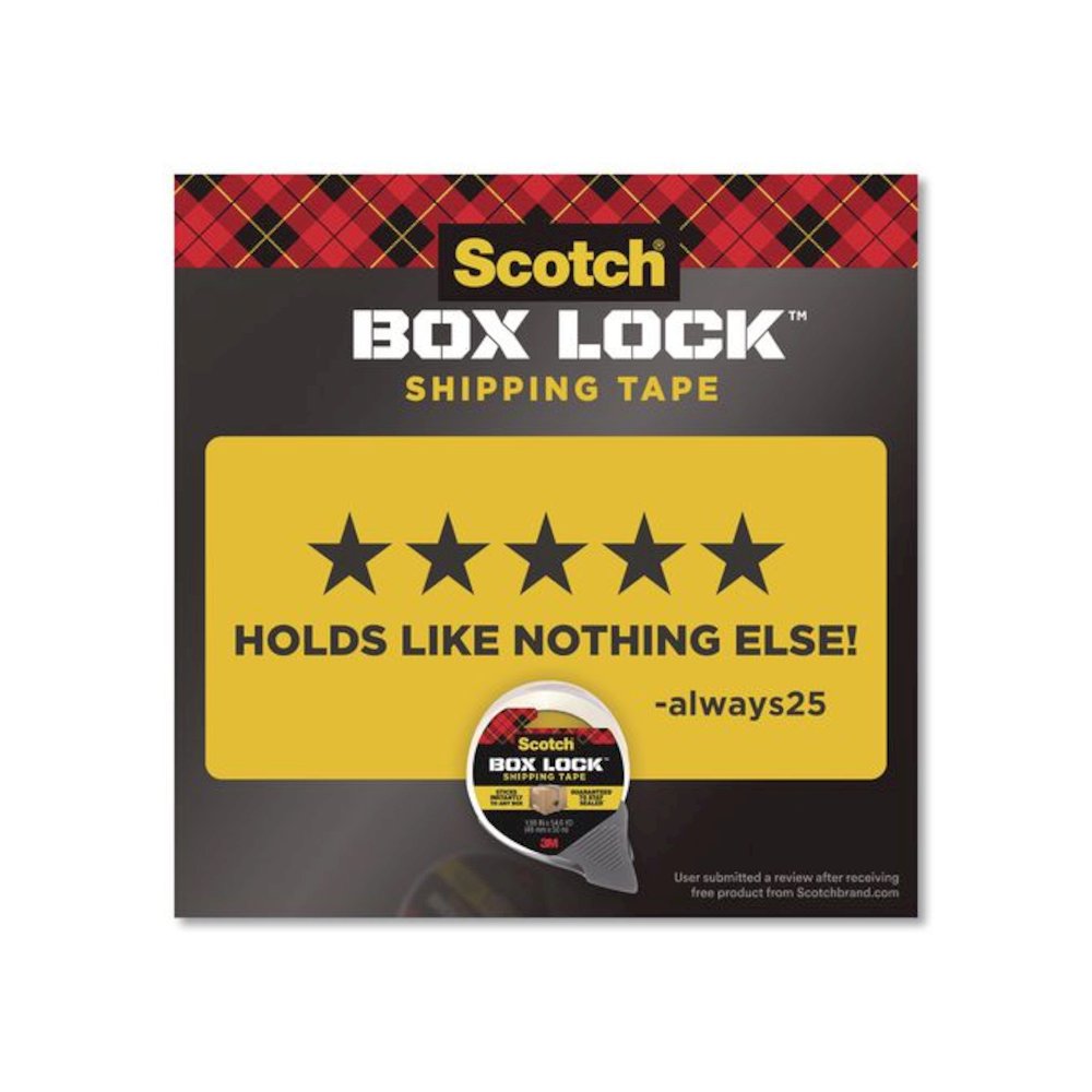 Box Lock Packaging and Shipping Tape, 3" Core, 1.88" x 38.2 yd, Clear, 3/Pack. Picture 2