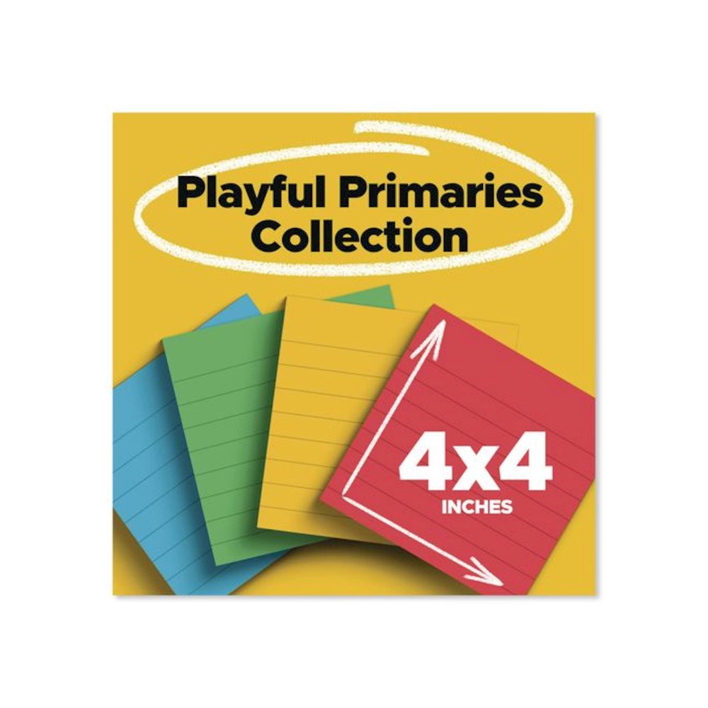 Pads in Playful Primary Colors, Note Ruled, 4" x 4", 90 Sheets/Pad, 4 Pads/Pack. Picture 2