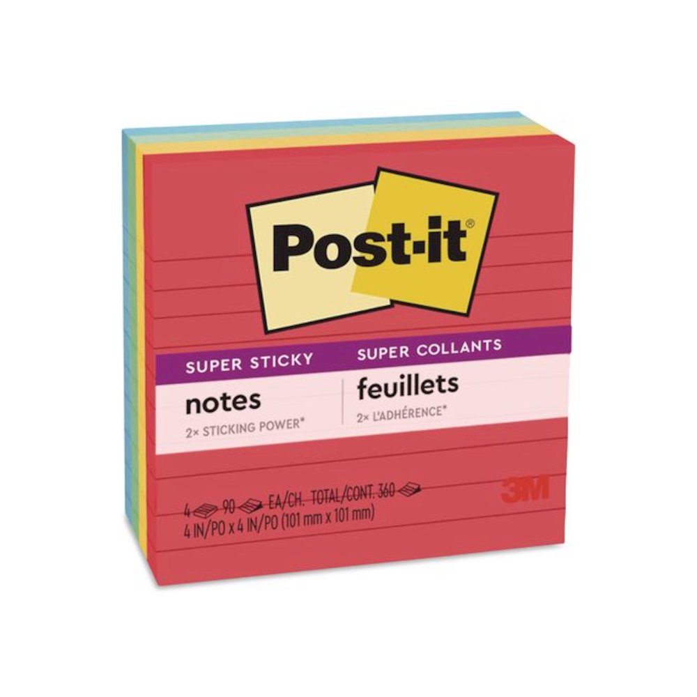 Pads in Playful Primary Colors, Note Ruled, 4" x 4", 90 Sheets/Pad, 4 Pads/Pack. Picture 1