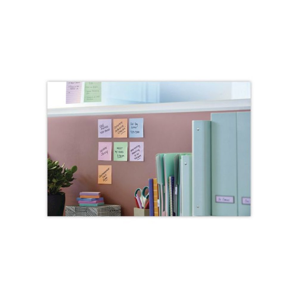 Super Sticky Notes, 3" x 3", Randomly Assorted Energy Boost and Playful Primaries Colors, 45 Sheets/Pad, 15 Pads/Pack. Picture 8