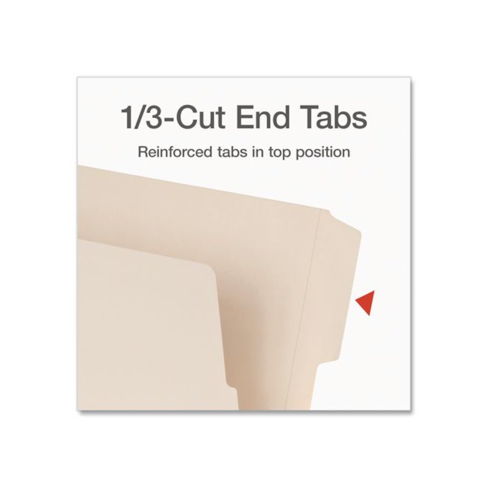 End Tab File Folder, 1/3-Cut Tabs, Top, Letter Size, 0.75" Expansion, Manila, 100/Box. Picture 3