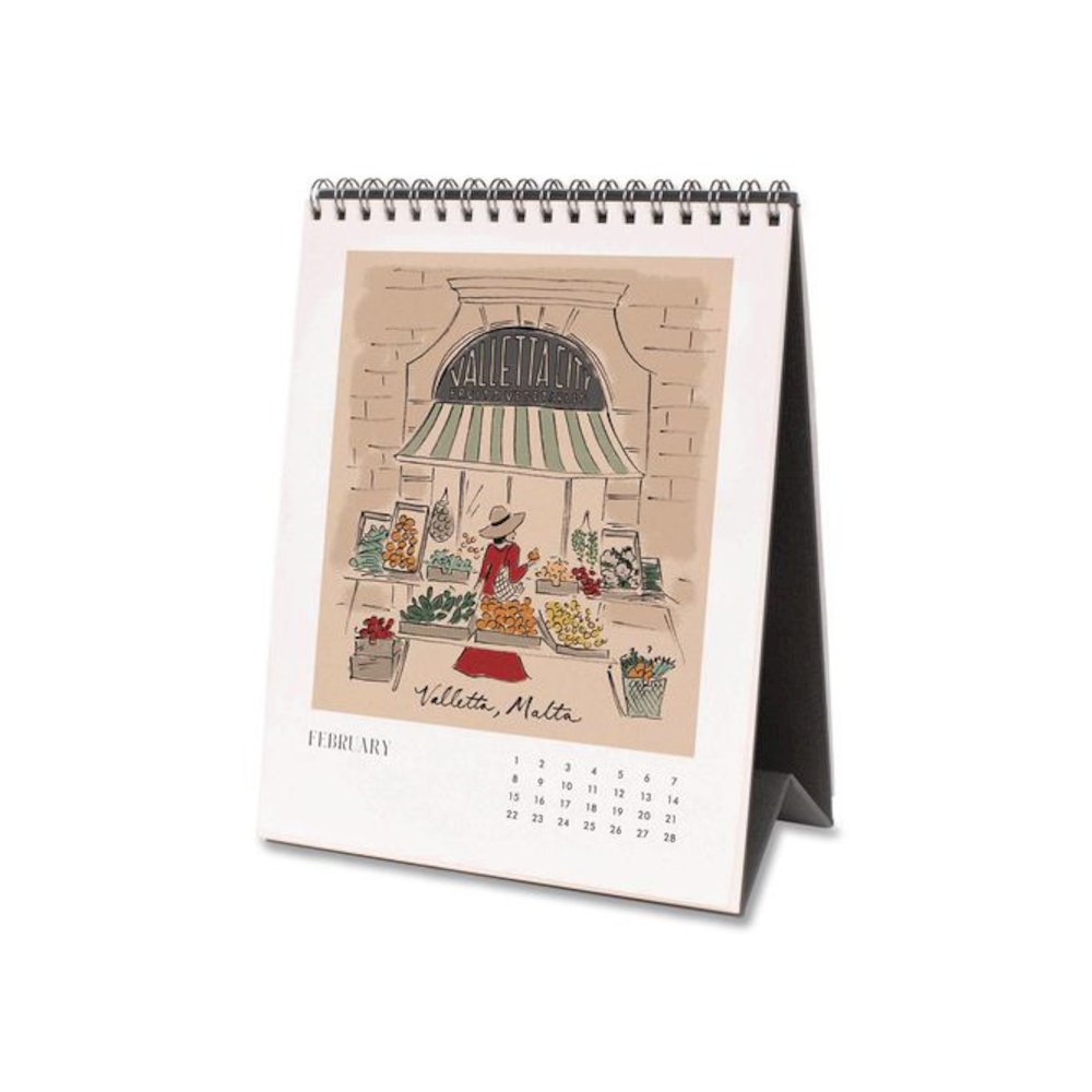 Travel Sketchbook Monthly Desk Calendar, 6 x 7.5, Travel Artwork Sheets, 12-Month (Jan to Dec): 2026. Picture 2