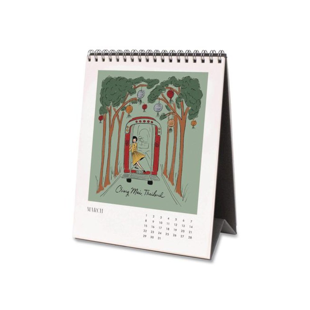 Travel Sketchbook Monthly Desk Calendar, 6 x 7.5, Travel Artwork Sheets, 12-Month (Jan to Dec): 2026. Picture 3