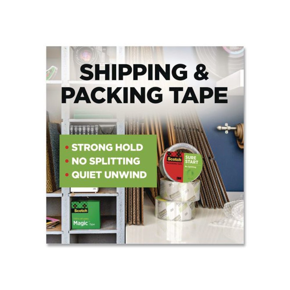 Sure Start Packaging Tape, 3" Core, 1.88" x 43.7 yd, Clear, 6/Pack. Picture 2