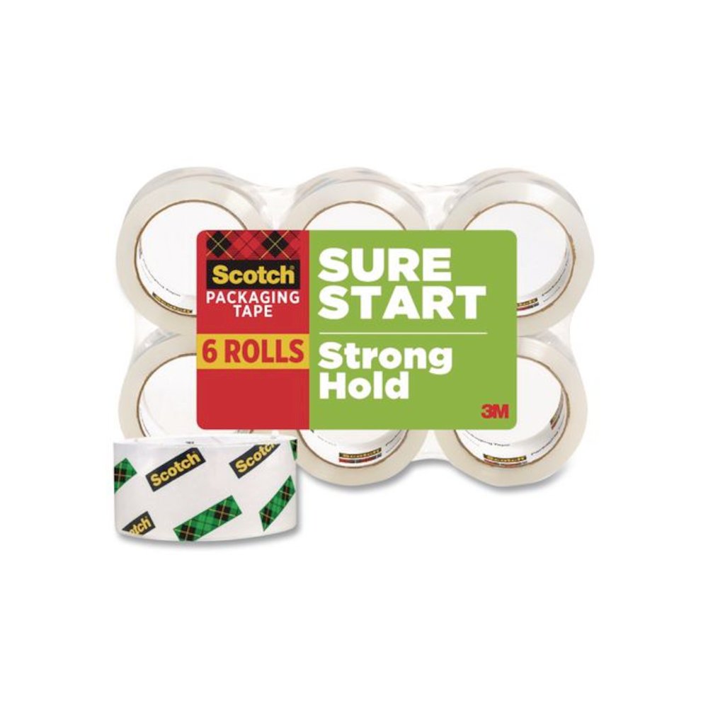Sure Start Packaging Tape, 3" Core, 1.88" x 43.7 yd, Clear, 6/Pack. Picture 1