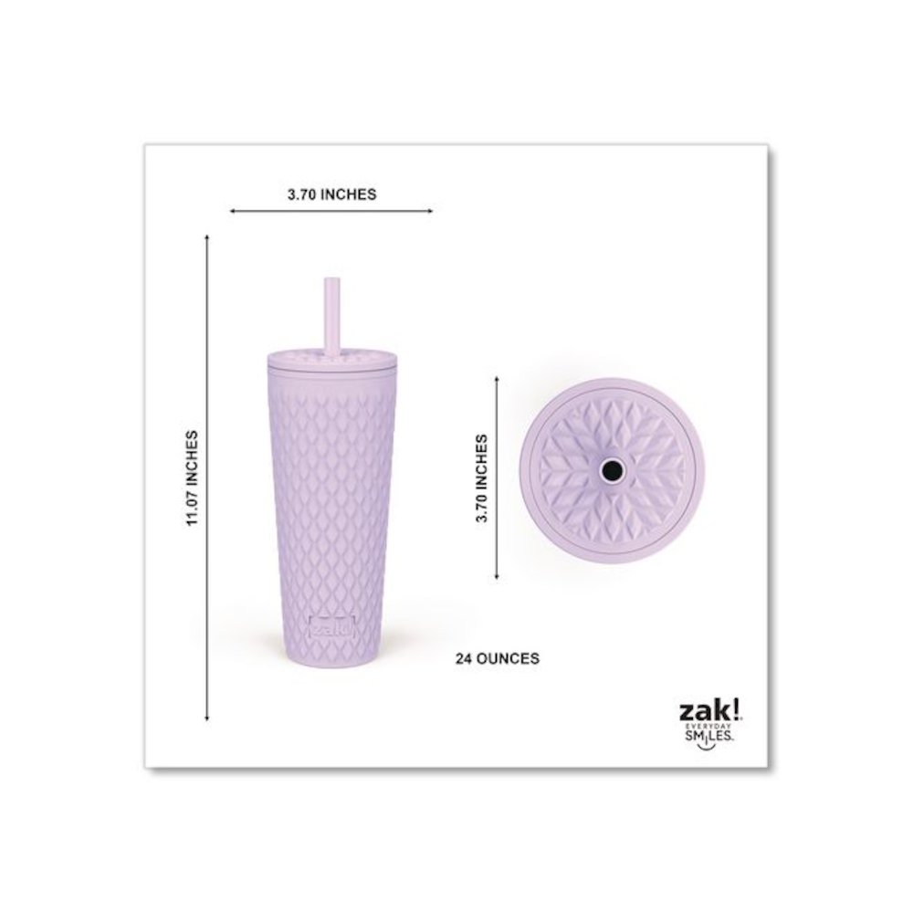 Cora Stainless Steel Double Wall Insulated Tumbler, 24 oz, Lavender. Picture 4