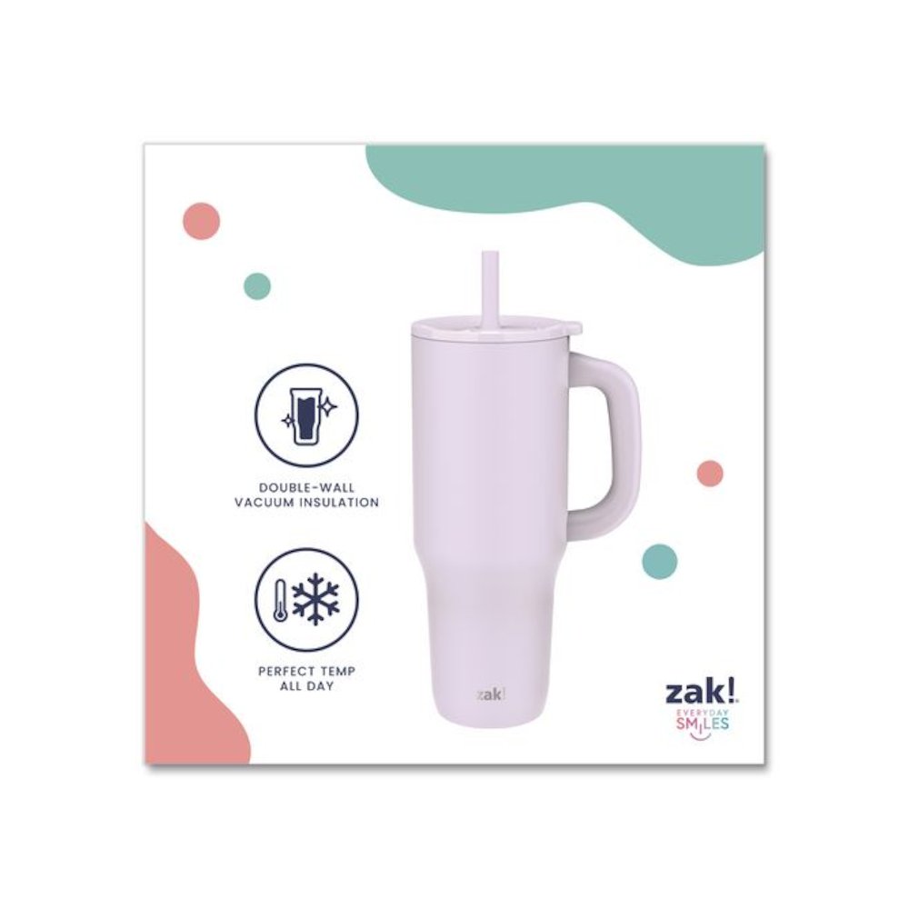 Sutton Stainless Steel Double Wall Insulated Tumbler. 40 oz, Smoky Lilac. Picture 4