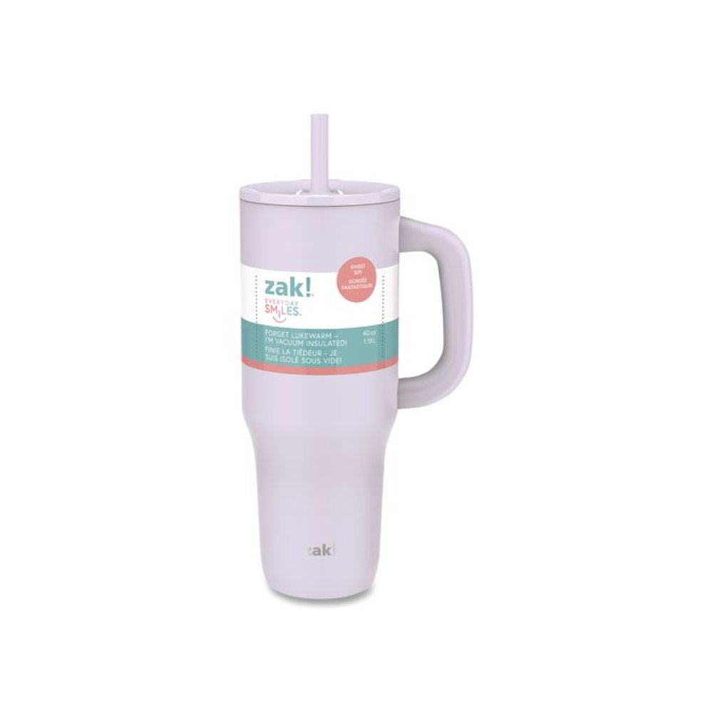 Sutton Stainless Steel Double Wall Insulated Tumbler. 40 oz, Smoky Lilac. Picture 1