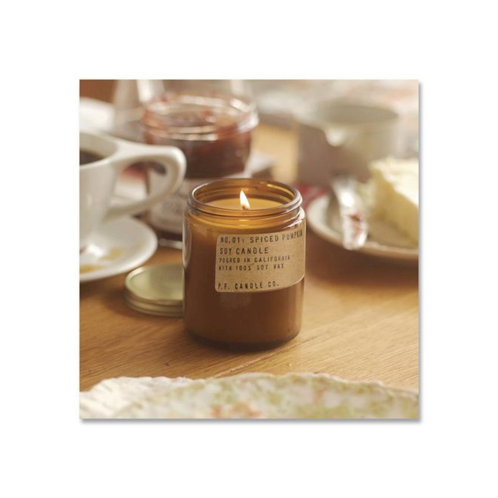 Soy Jar Candle, Spiced Pumpkin, 50 Hours Burn Time, 7.2 oz, Amber. Picture 3