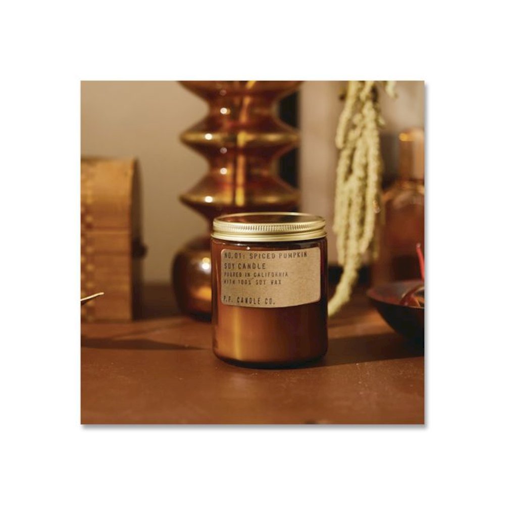Soy Jar Candle, Spiced Pumpkin, 50 Hours Burn Time, 7.2 oz, Amber. Picture 4