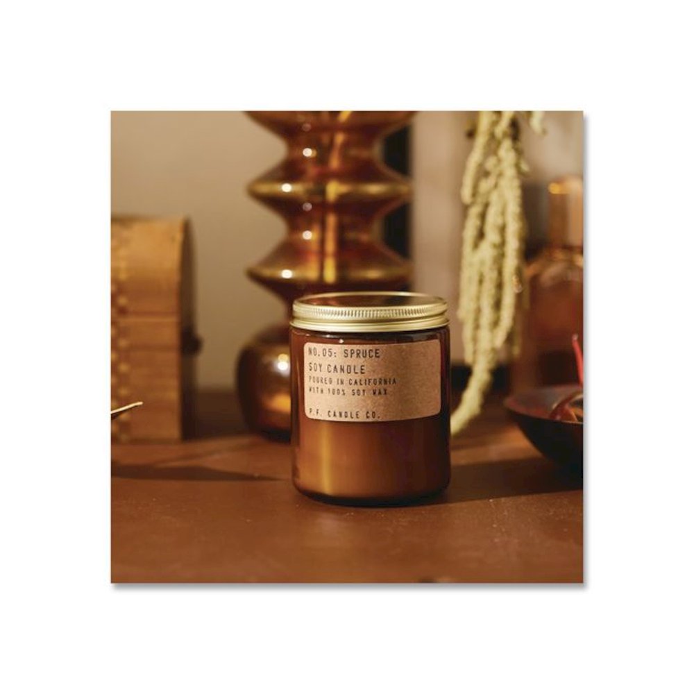 Soy Jar Candle, Spruce, 50 Hour Burn Time, 7.2 oz, Amber. Picture 2