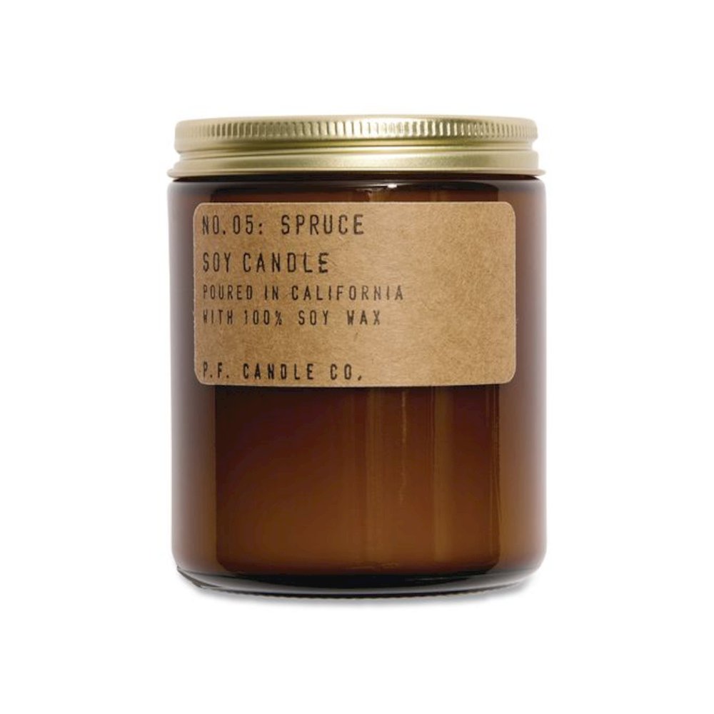 Soy Jar Candle, Spruce, 50 Hour Burn Time, 7.2 oz, Amber. Picture 1