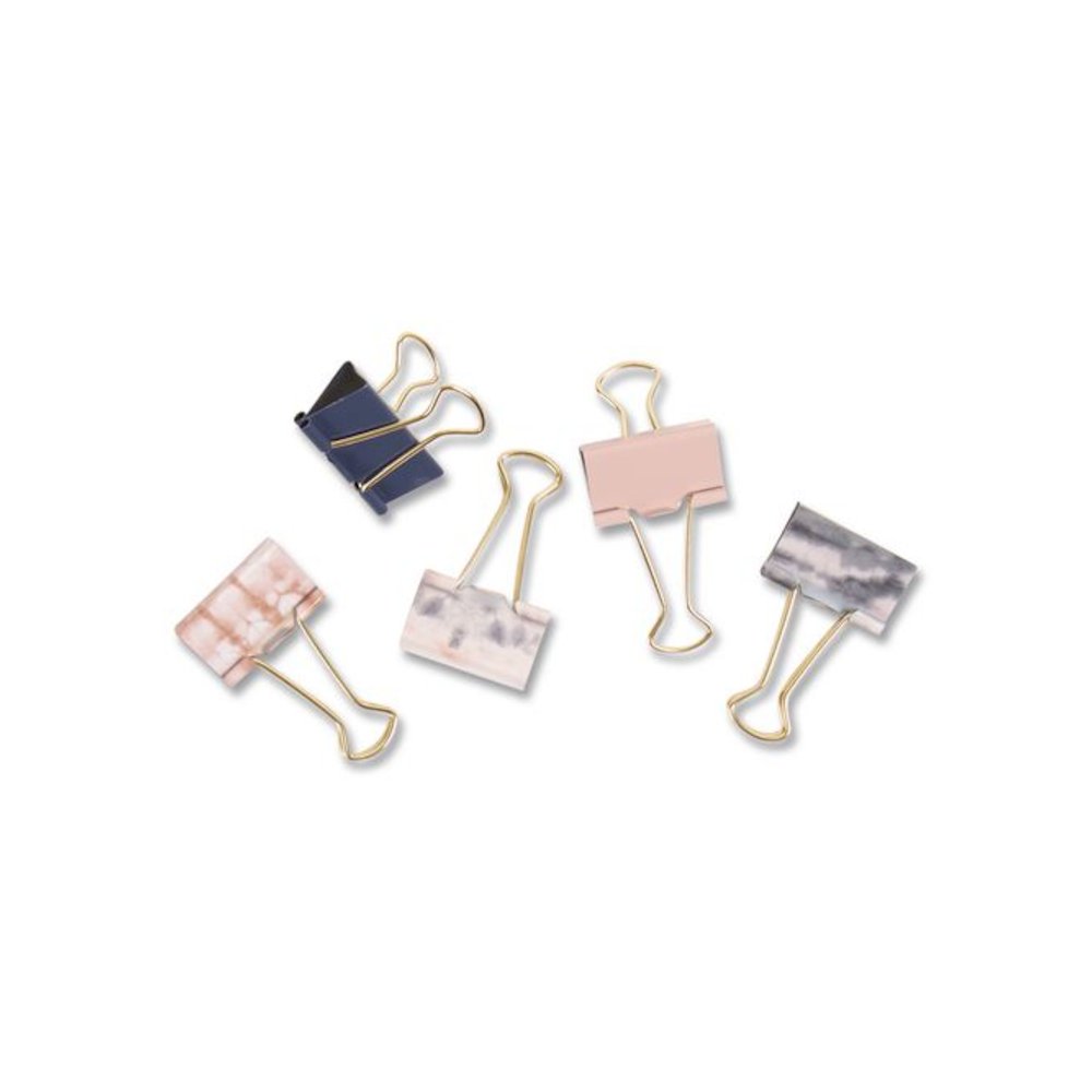 Fashion Medium Binder Clips, Assorted Solid Colors and Designs, 36/Pack. Picture 2