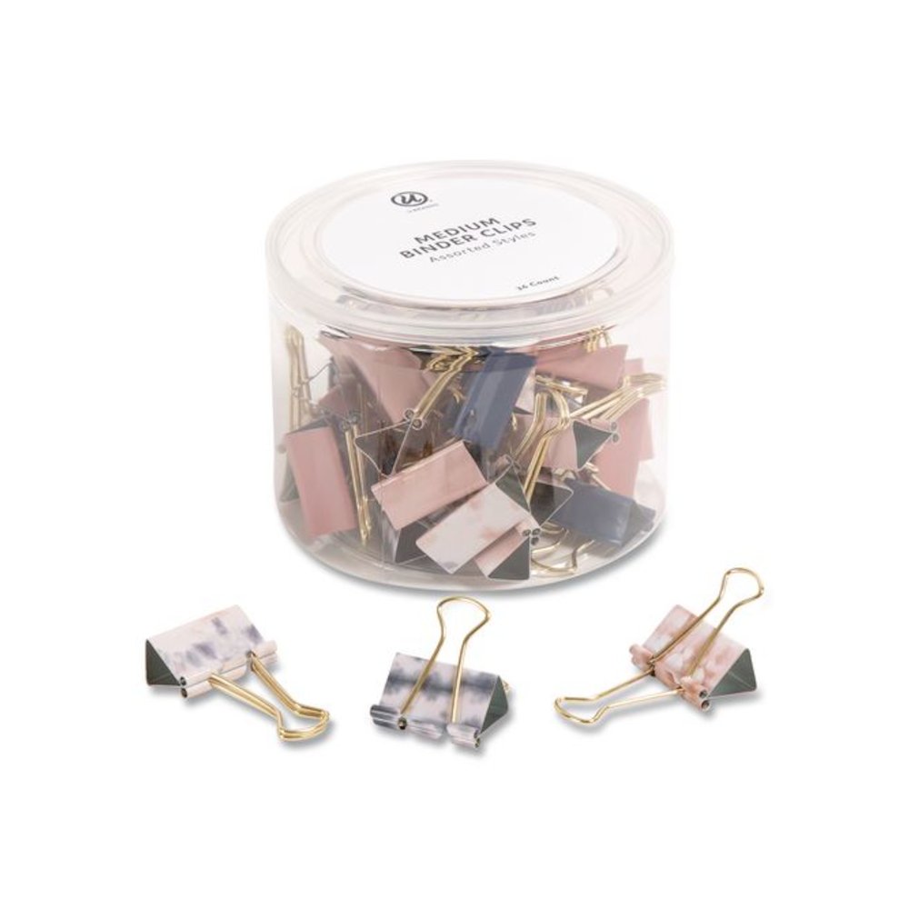 Fashion Medium Binder Clips, Assorted Solid Colors and Designs, 36/Pack. Picture 1