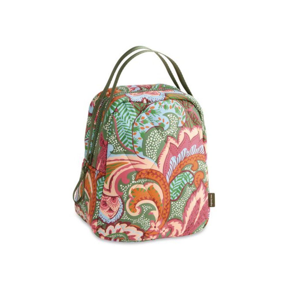 Insulated Lunch Bag, 7.25 x 4.25 x 9, Leaf Me Not Paisley. Picture 1