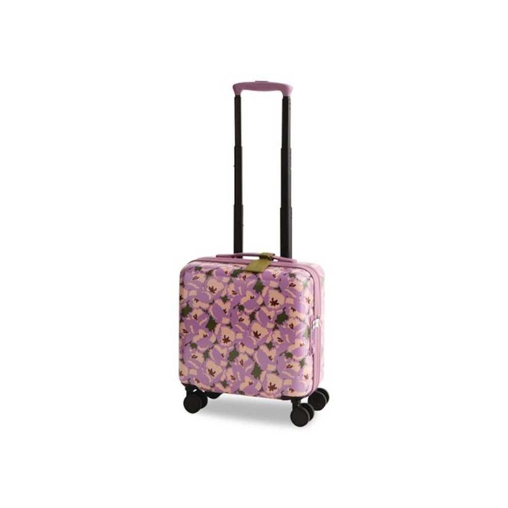 16" Mini Adair Spinner, 14 x 8 x 16, Curly Tulips Purple Floral. Picture 1
