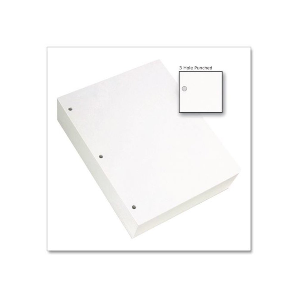 Copy Paper, 92 Bright, 3-Hole Punch, 20 lb Bond Weight, 8.5 x 11, White, 500 Sheets/Ream, 5 Reams/Carton. Picture 2