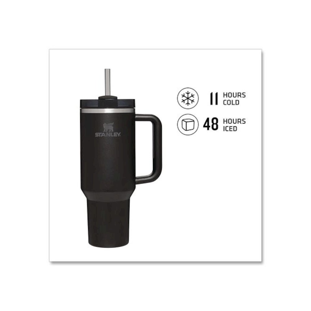Quencher H2.0 Flowstate Stainless Steel Double Wall Insulated Tumbler, 40 oz, Black. Picture 4
