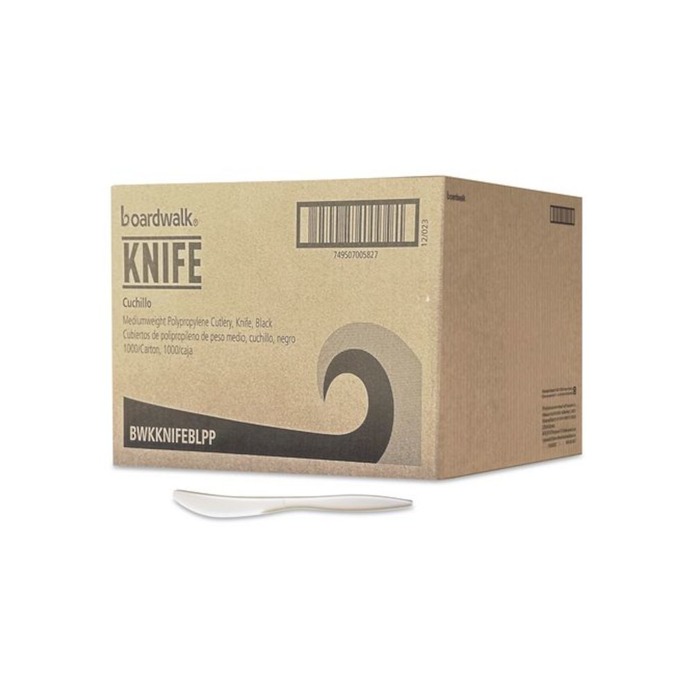Mediumweight Polypropylene Cutlery, Knife, 5.86", Plastic, White, 1,000/Carton. Picture 1
