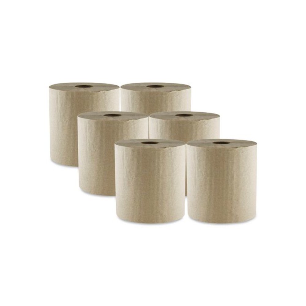 Hard Wound Towel, 1 Ply, 8" x 700 ft, Kraft, 6/Carton. Picture 1