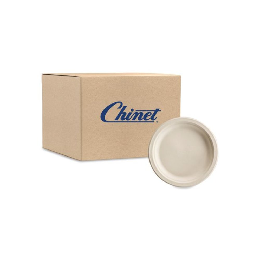 PaperPro Naturals Molded Fiber Dinnerware, Round Plates, 6" dia, White, 125/Pack, 8 Packs/Carton. Picture 1