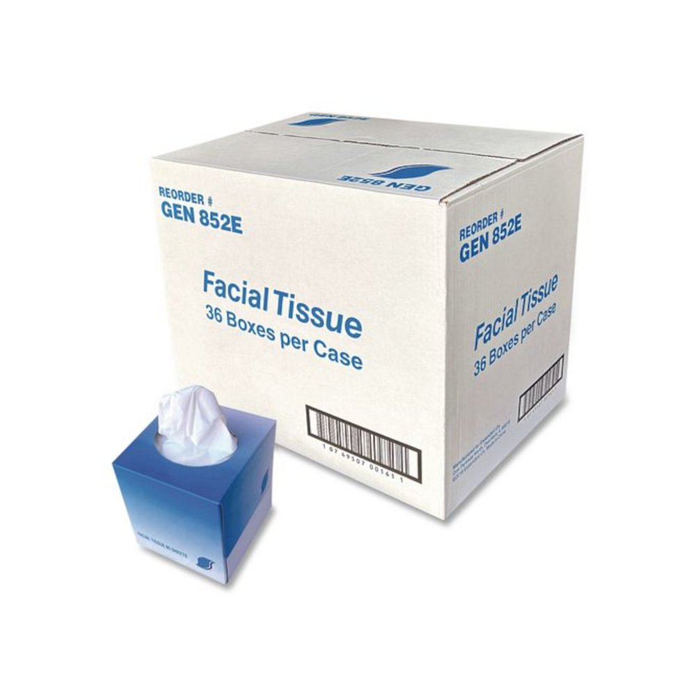 Facial Tissue Cube Box, 2-Ply, White, 85 Sheets/Box, 36 Boxes/Carton. Picture 1