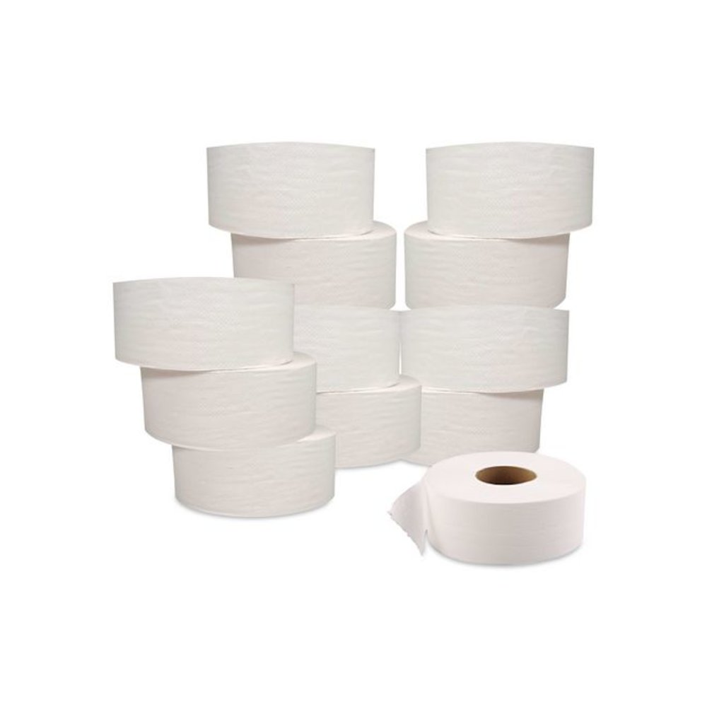 JRT Jumbo-Junior Bath Tissue, 2-Ply, 3.1" x 1,000 ft, White, 12 Rolls/Carton. Picture 1
