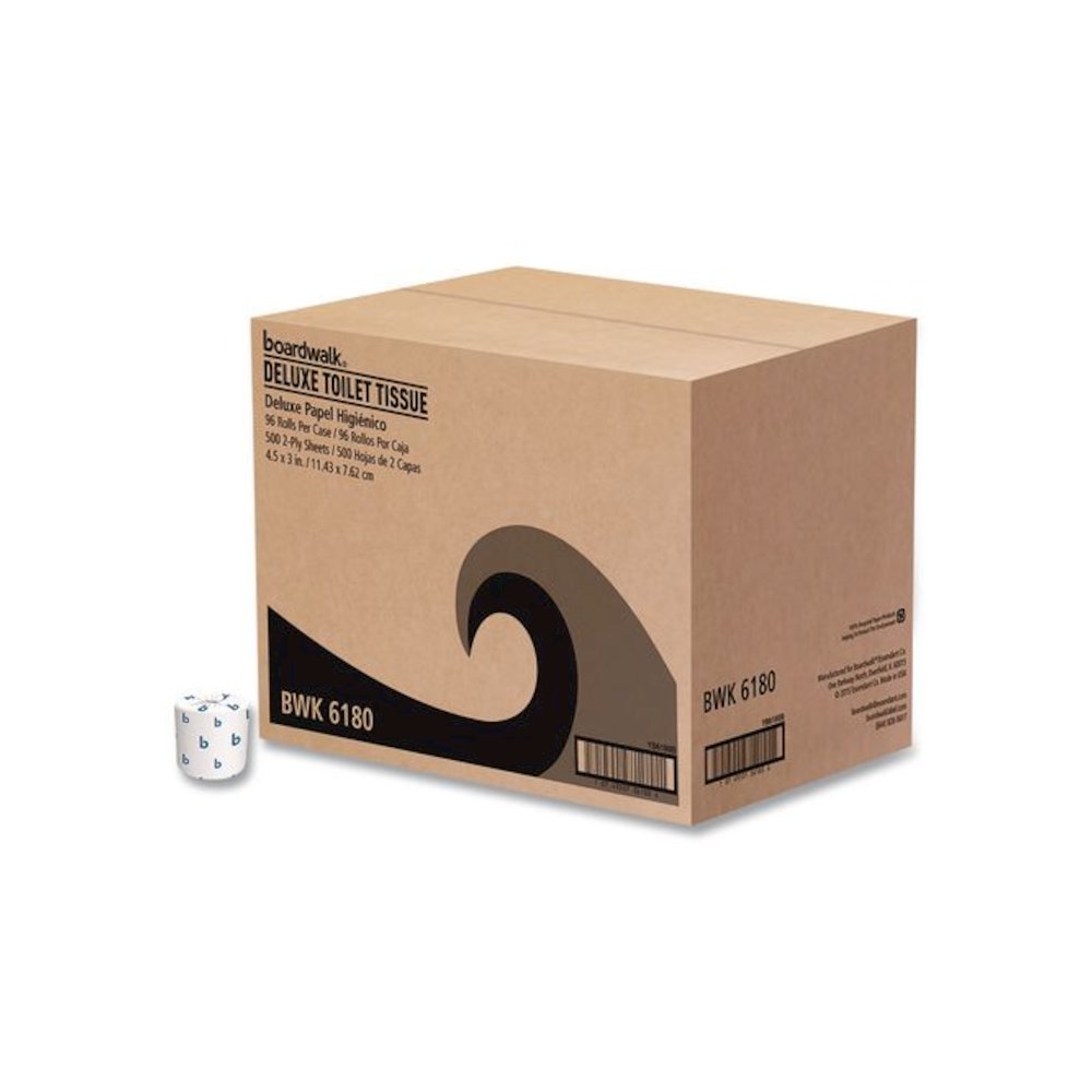 Two-Ply Toilet Tissue, Septic Safe, White, 125 ft Roll Length, 500 Sheets/Roll, 96 Rolls/Carton. Picture 1
