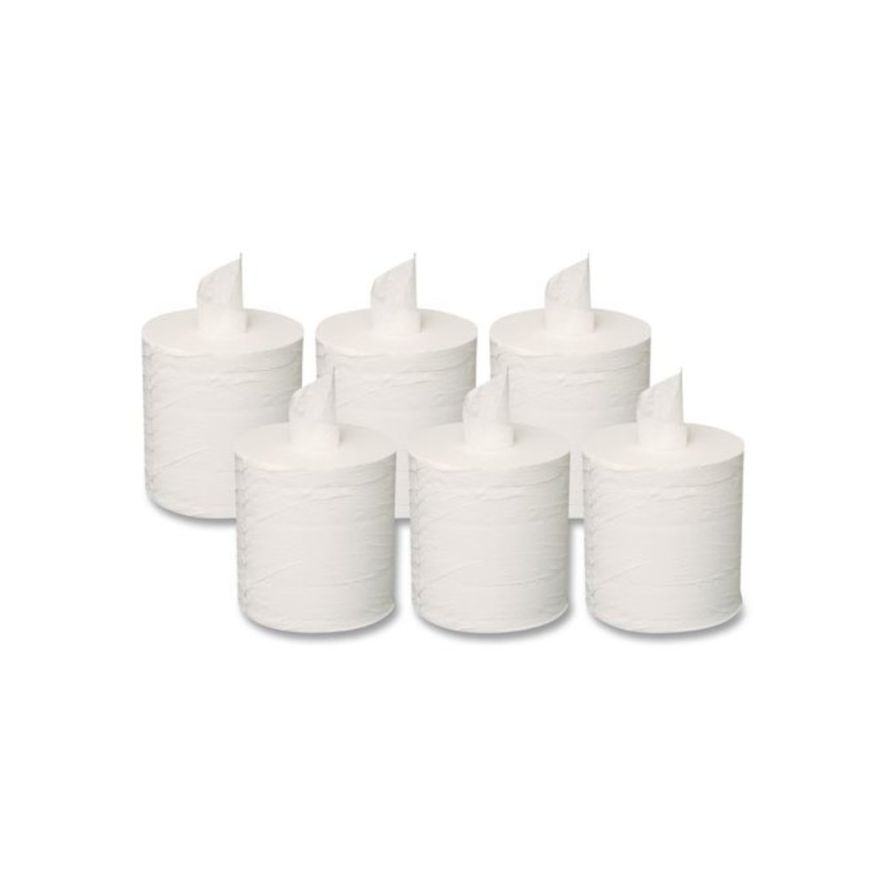 Centerpull Towel, 2-Ply, 7.3" x 500 ft, White, 600 Roll, 6 Rolls/Carton. Picture 1