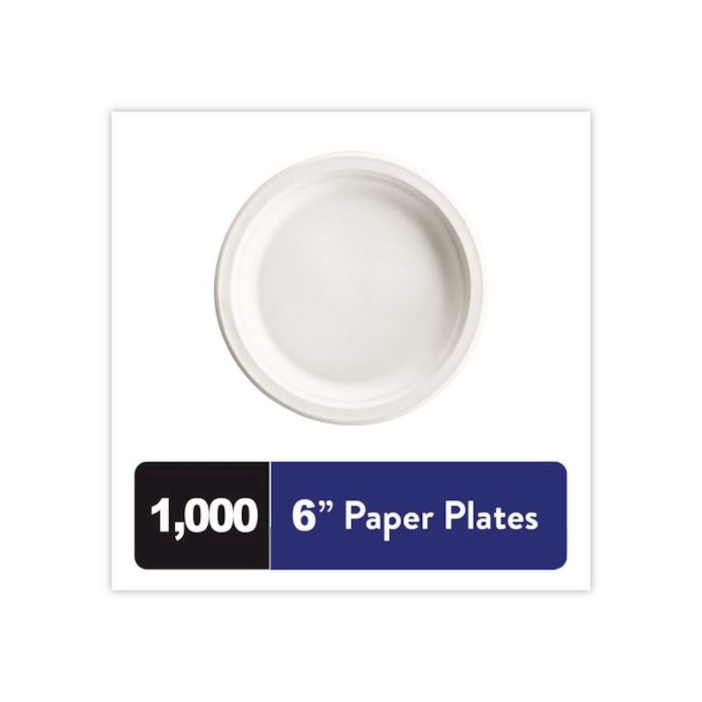 Paper Dinnerware, Plate, 6" dia, White, 1,000/Carton. Picture 3