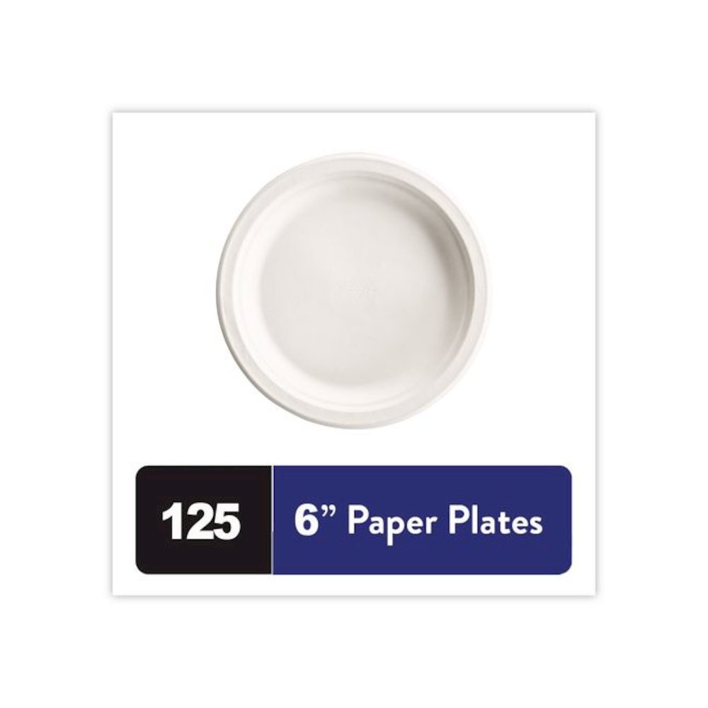 Paper Dinnerware, Plate, 6" dia, White, 125/Pack. Picture 3