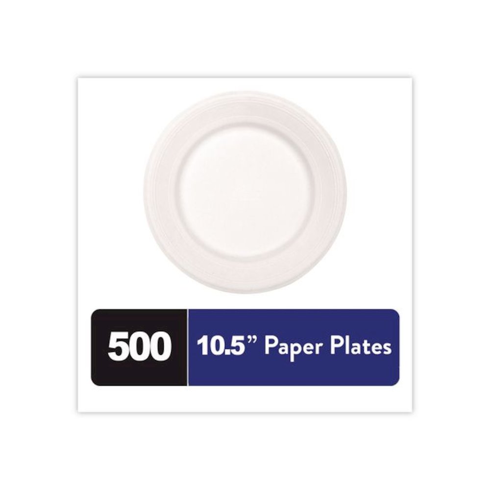 Paper Dinnerware, Plate, 10.5" dia, White, 500/Carton. Picture 3