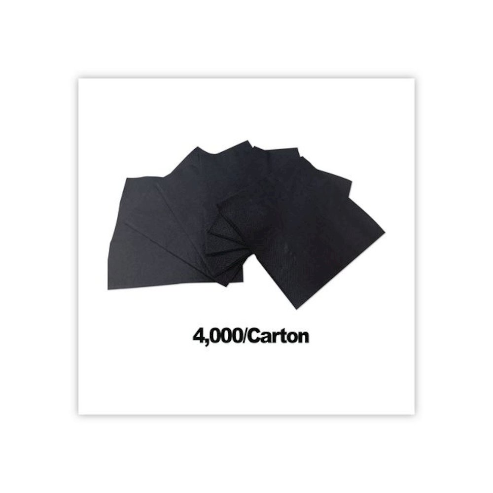 Cocktail Napkins, 1-Ply, 9 x 9, Black, 4,000/Carton. Picture 3
