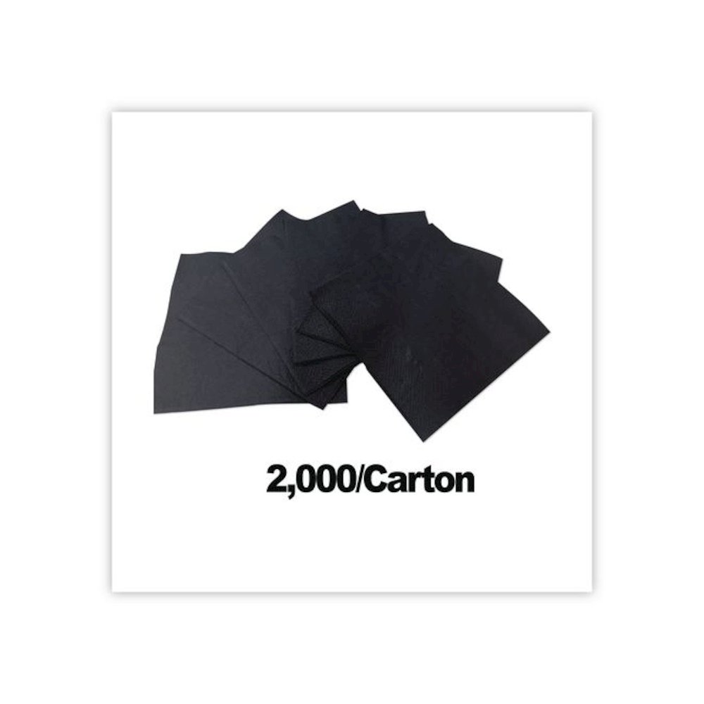 Cocktail Napkins, 2-Ply, 9 x 9, Black, 2,000/Carton. Picture 3