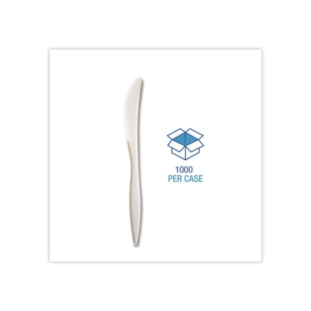 Mediumweight Polypropylene Cutlery, Knife, 5.86", Plastic, White, 1,000/Carton. Picture 3