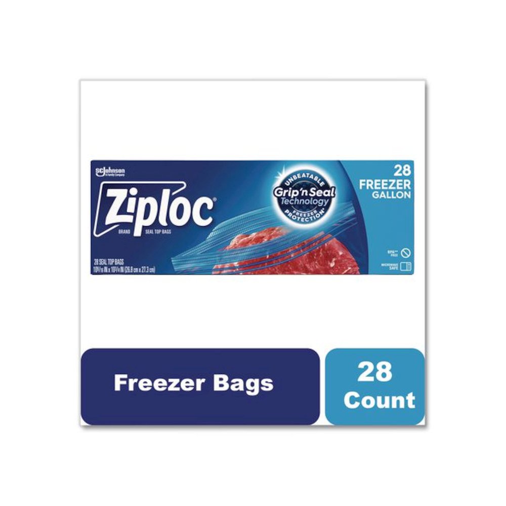 Zipper Freezer Bags, 1 gal, 9.6" x 12.1", Clear, 28/Box. Picture 2