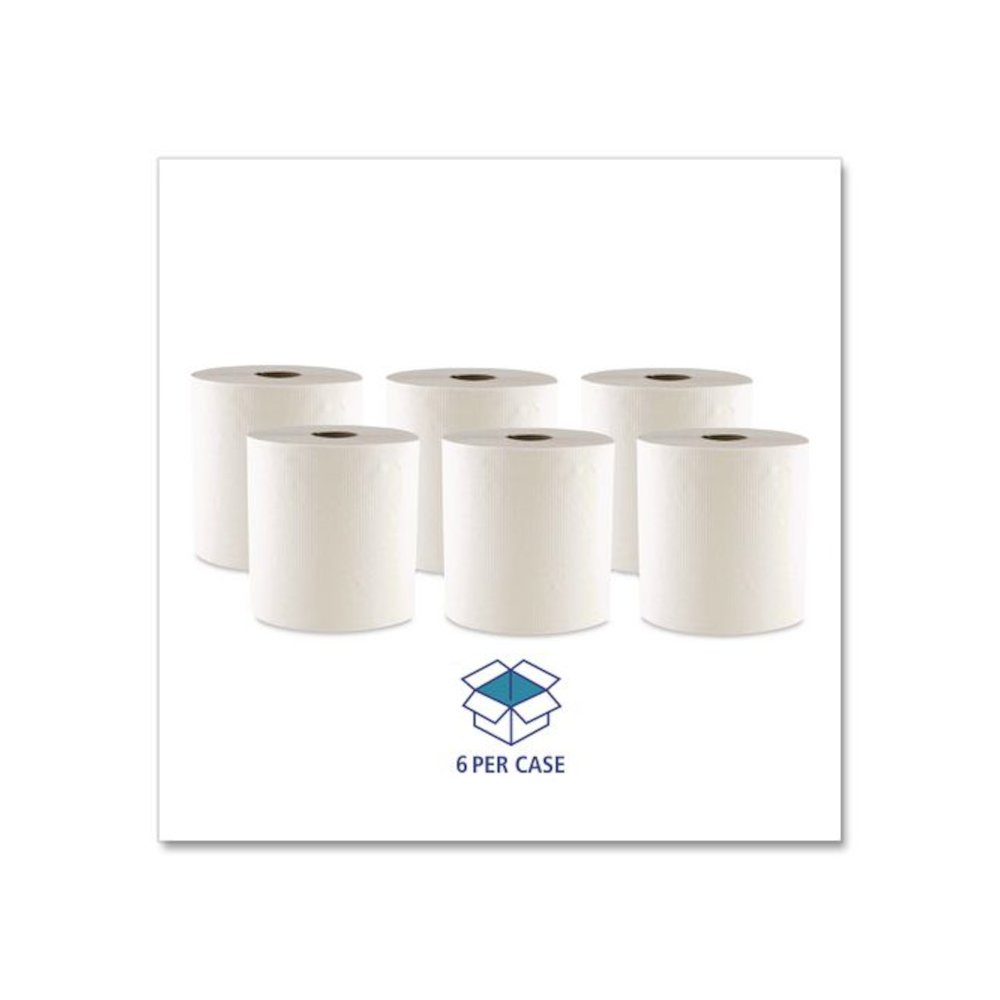 Hard Wound Towel, 1 Ply, 8" x 700 ft, White, 6/Carton. Picture 3