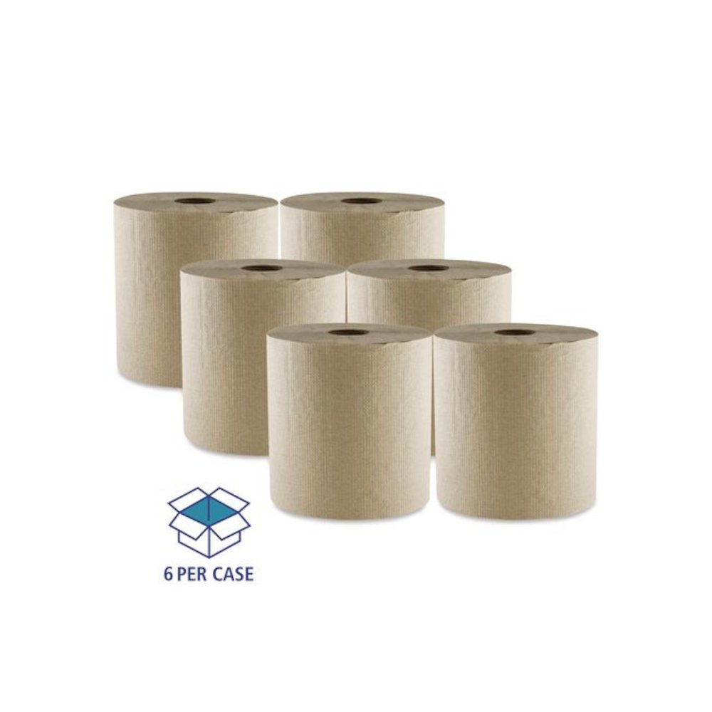 Hard Wound Towel, 1 Ply, 8" x 700 ft, Kraft, 6/Carton. Picture 3